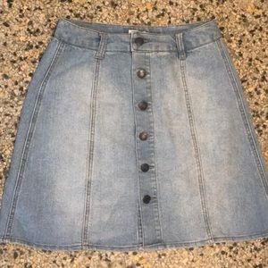Button down denim skirt